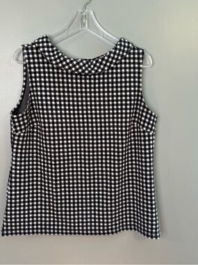 Talbots Black White Gingham Sleeveless Blouse Top Women’s Size LG Classic NWOT